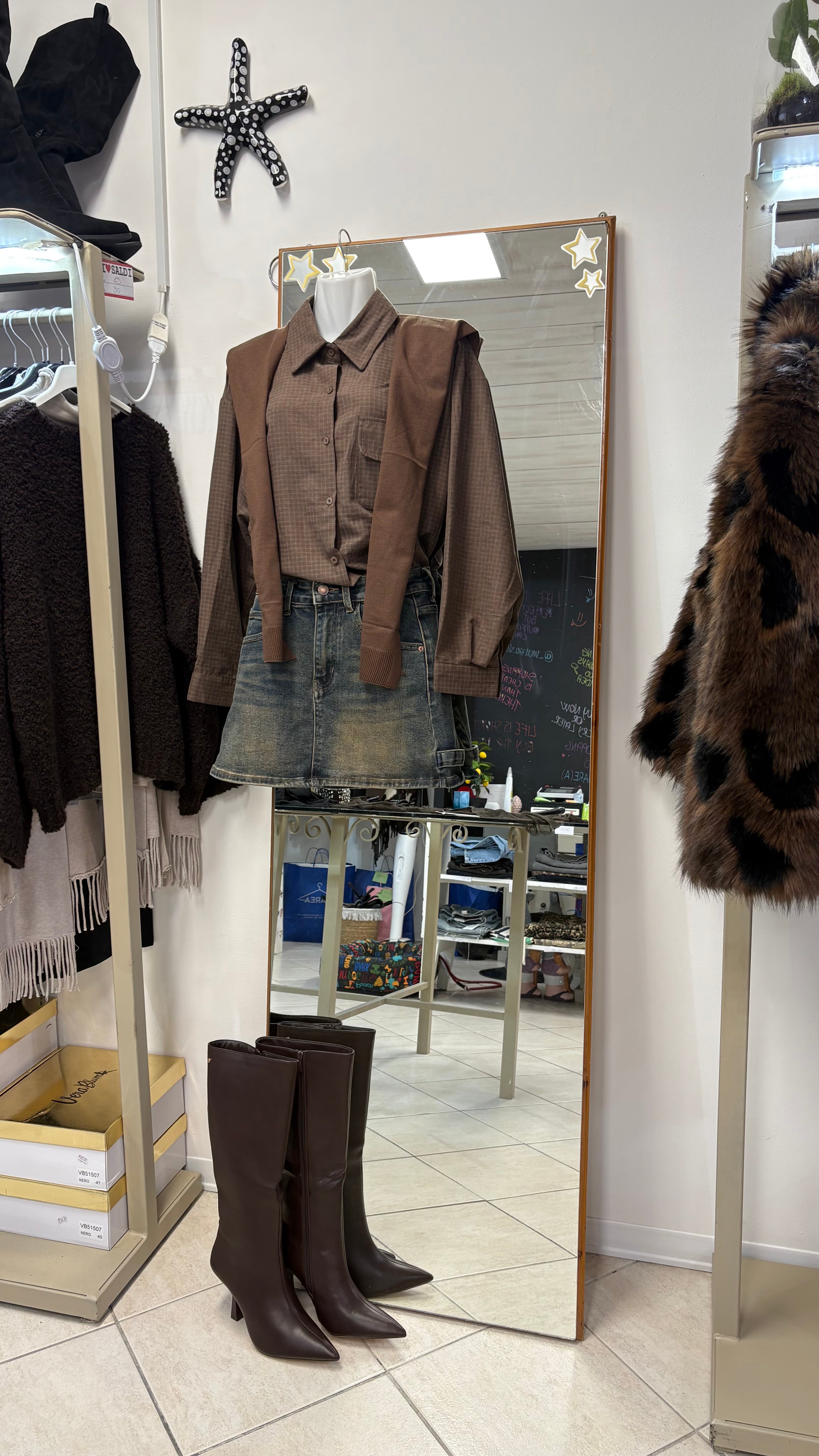 Camicia Brown+ finta maglia