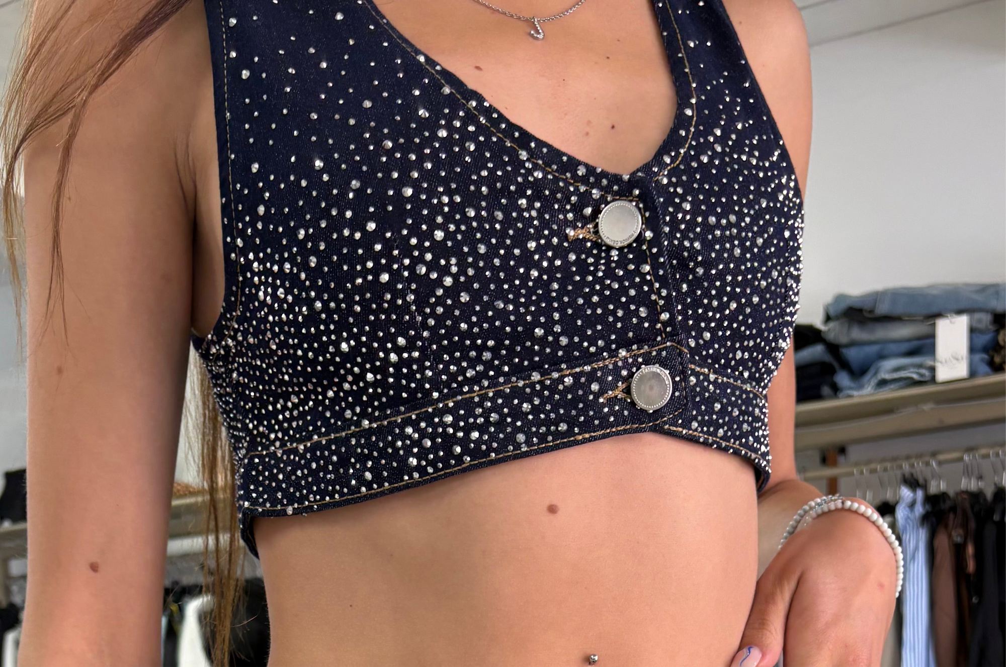 Top glitter in denim