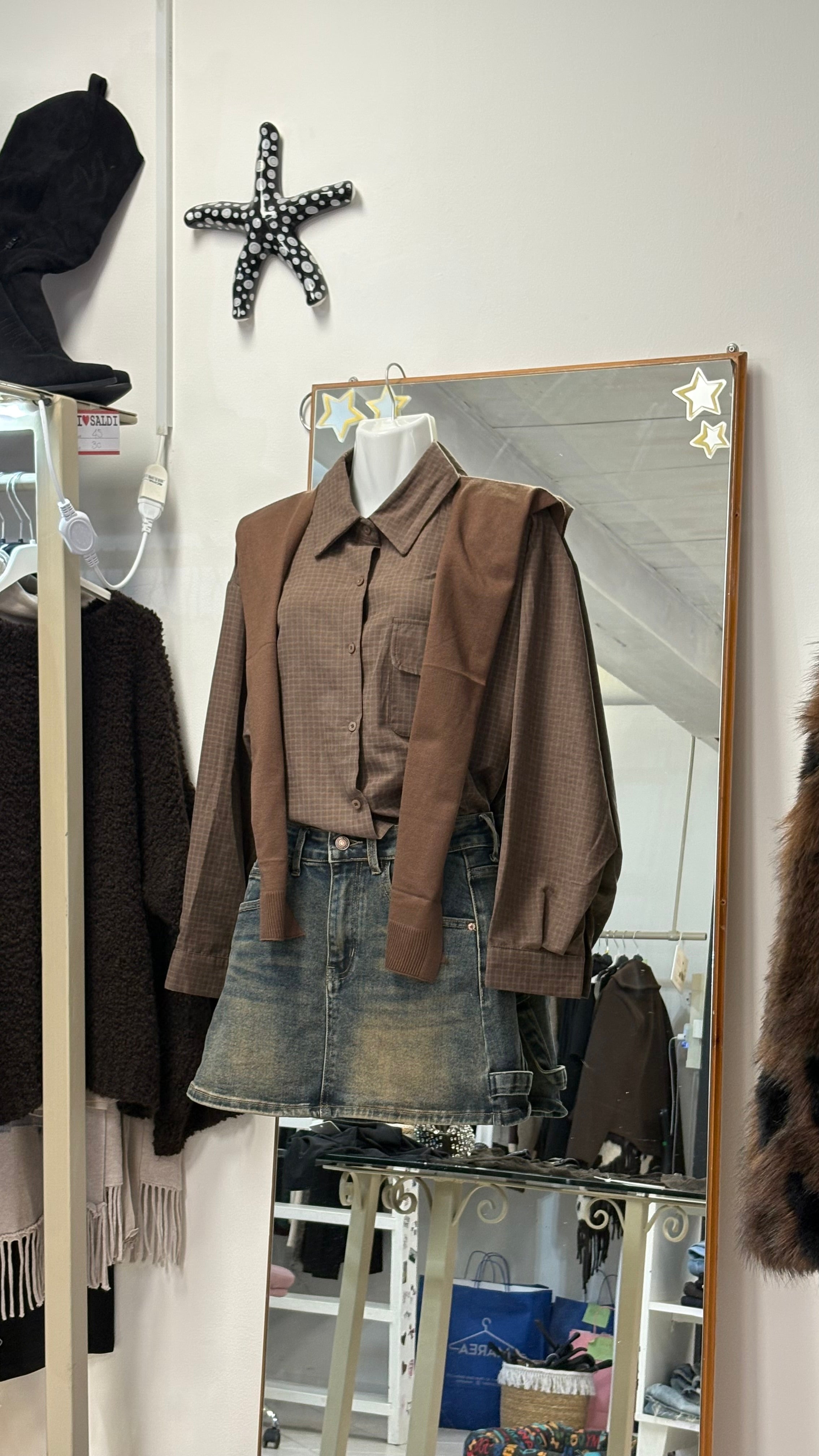 Camicia Brown+ finta maglia